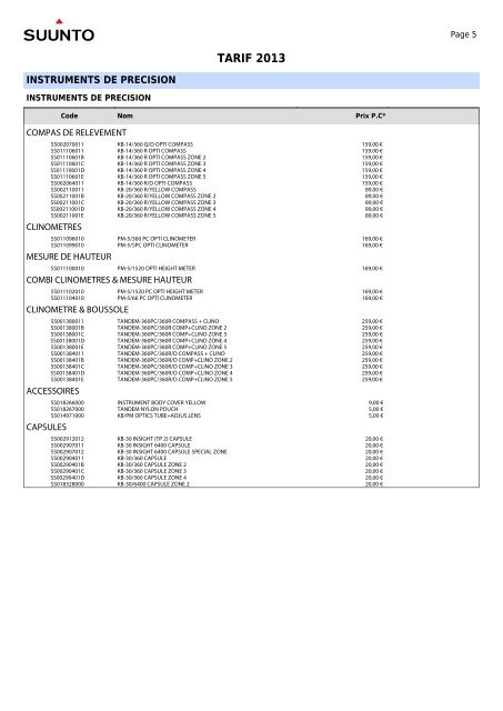 TARIF 2013