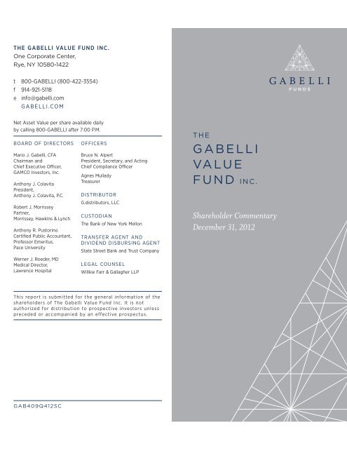 Recent Annual Report - Gabelli
