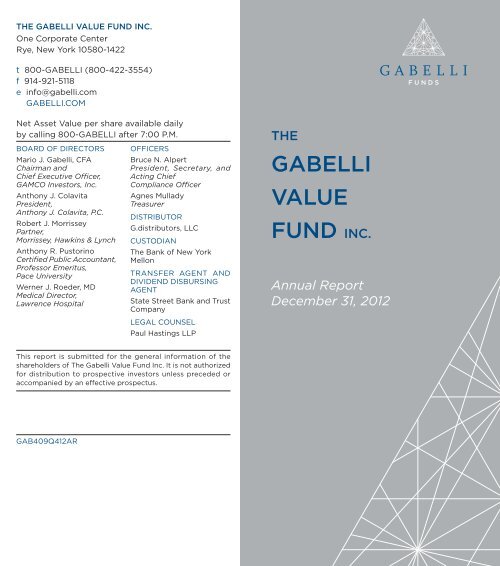 Recent Annual Report - Gabelli