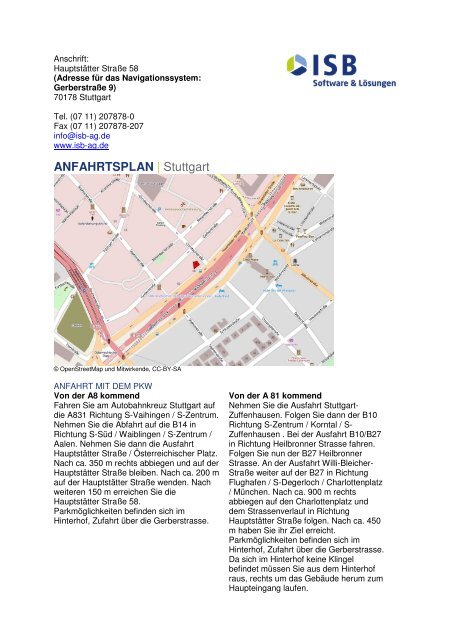 Anfahrtsbeschreibung (PDF) - ISB AG