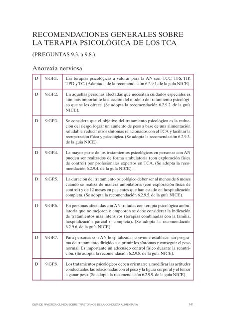 GPC sobre Trastornos de Conducta Alimentaria (TCA)