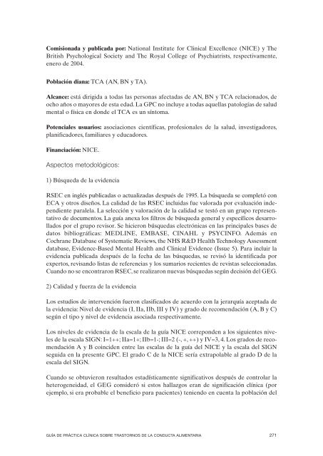 GPC sobre Trastornos de Conducta Alimentaria (TCA)