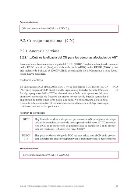 GPC sobre Trastornos de Conducta Alimentaria (TCA)