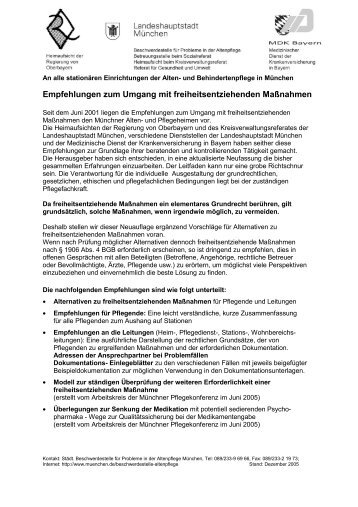 Empfehlungen zum Umgang mit freiheitsentziehenden MaÃƒÂŸnahmen