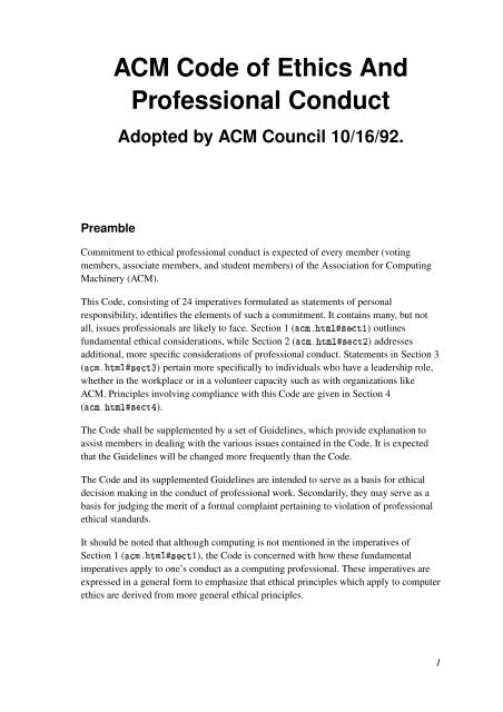 ACM Code of Ethics And Professional Conduct - Centre for ...