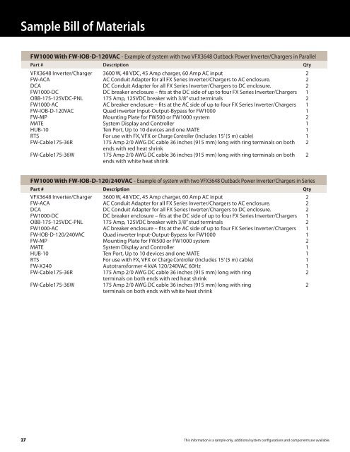 To Download The Complete 2009 OutBack Power Systems Catalog