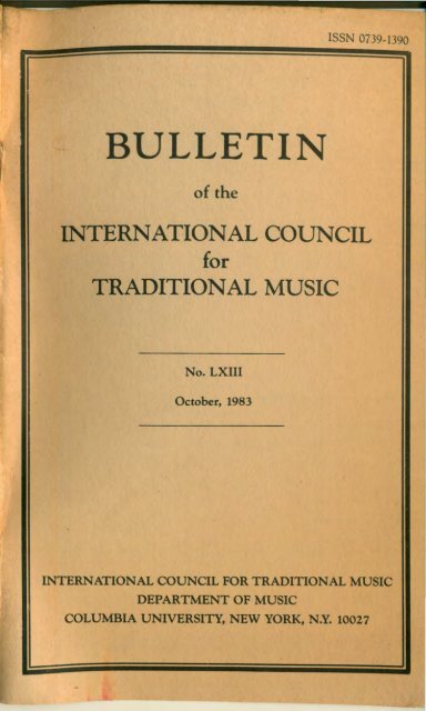 Oct 1983 - International Council for Traditional Music