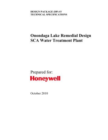 Onondaga Lake Remedial Design SCA Water Treatment Plant ...