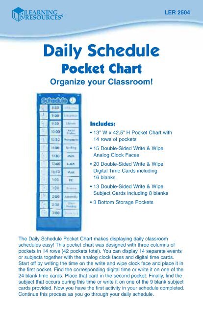 Scholastic Daily Schedule Pocket Chart