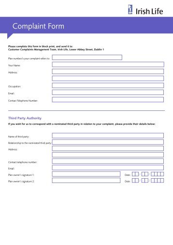 Complaint Form - Irish Life