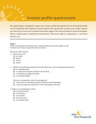 Investor profile questionnaire - Sun Life Financial