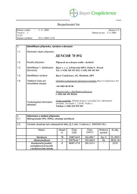 SENCOR 70 WG - Novum Czech sro