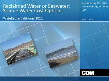 reclaimed water or seawater: source water cost options