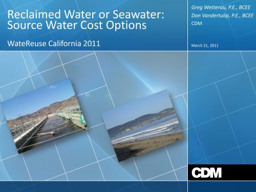 Reclaimed Water or Seawater: Source Water Cost Options
