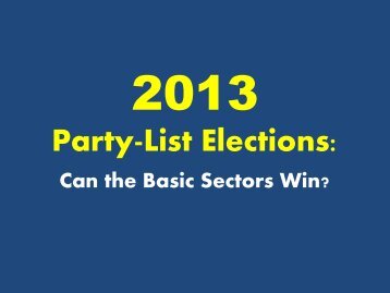 Party-List Elections: - ALAGAD Party-List