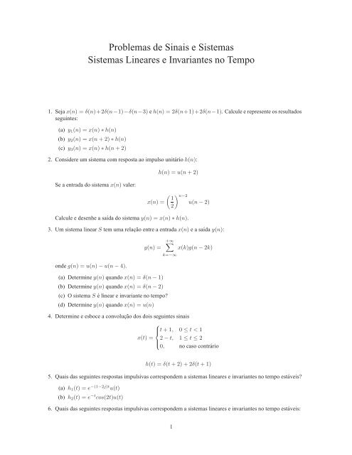 Sistemas lineares e invariantes no tempo - ISR