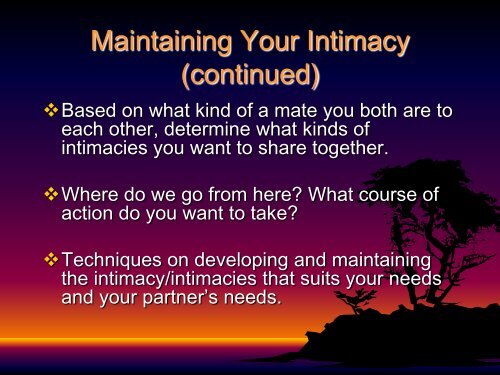 Maintaining Intimacy