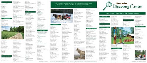 Annual Donors Report 2011 (PDF) - North Lakeland Discovery Center