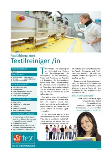 Textilreiniger /in - Sitex