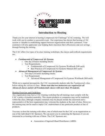 Introduction to Hosting - Compressed Air Challenge