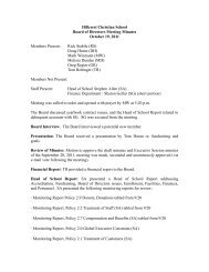 Hillcrest Christian School Board of Directors Meeting Minutes ...