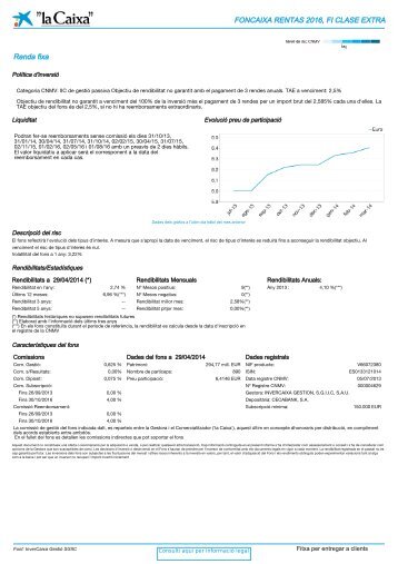 FonCaixa Rentas 2016, FI Clase Extra - la Caixa