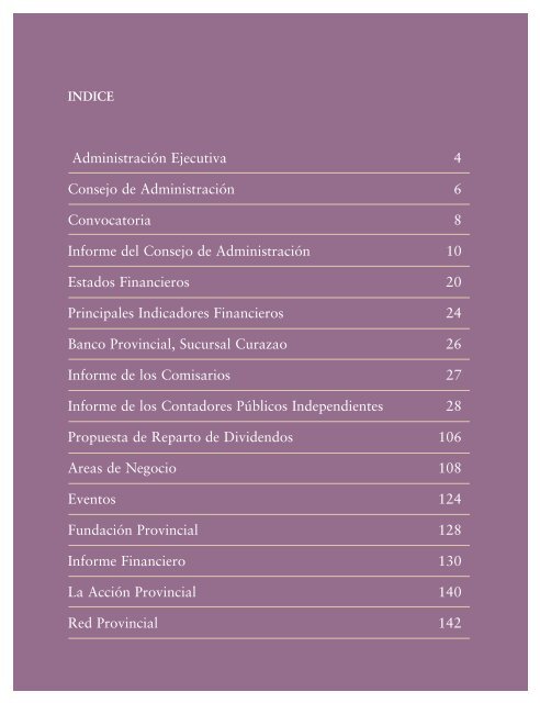 Informe Segundo Semestre 2004 - Banco Provincial