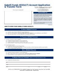 Gabelli Funds 403(b)(7) Account Application & Transfer Form
