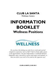 Wellness Information Booklet - Club La Santa Reisen GmbH
