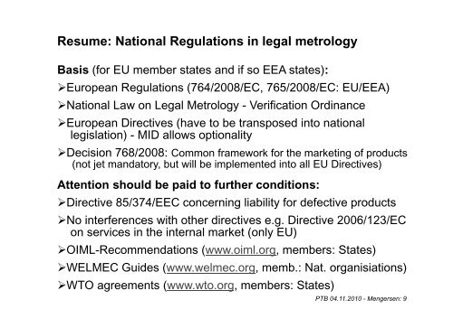 Measuring Instruments Directive (2004/22/EC) Implementation and ...