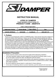 instruction manual a'pex s1 damper - APEXi USA