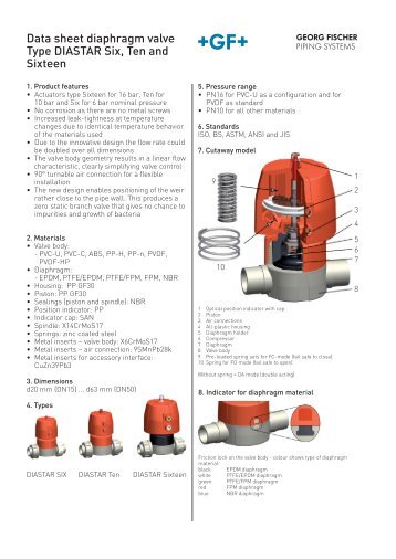 Diaphragm valve DIASTAR - datasheet - Peterss