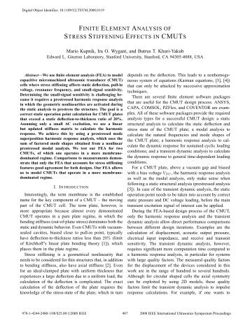 finite element analysis of stress stiffening effects in cmuts