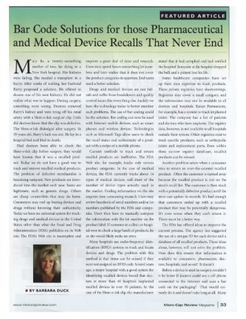 FDA Recalls Never End - Magazine Article 
