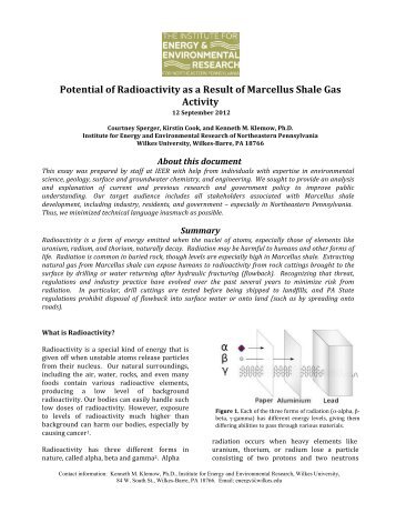 Potential of Radioactivity as a Result of Marcellus Shale Gas Activity