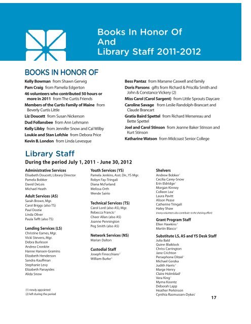 2011-12 Annual Report - Curtis Memorial Library
