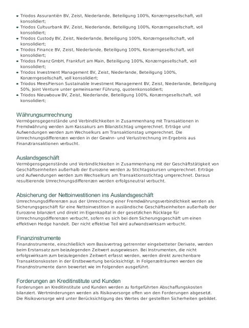 Finanzdaten - Geschäftsbericht 2012 - Triodos Bank