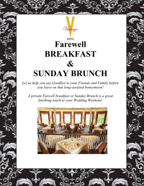 Wedding Package Farewell Breakfast and Sunday ... - Vintage Hotels