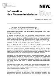 Information des Finanzministeriums - Finanzministerium NRW