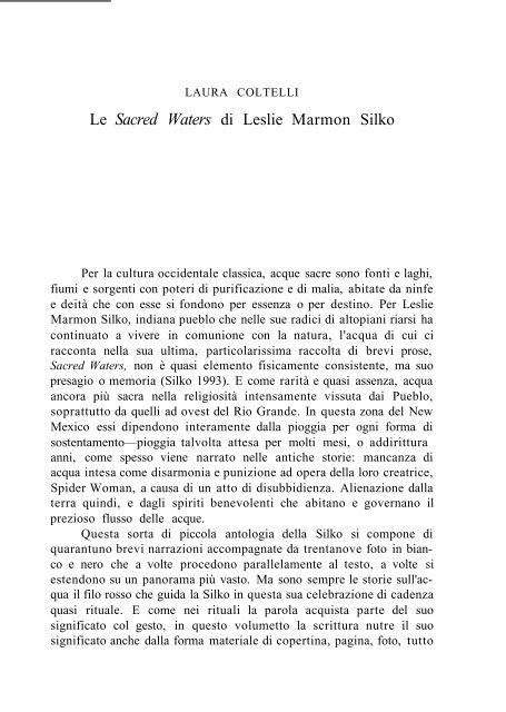 Le Sacred Waters di Leslie Marmon Silko - aisna