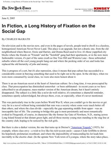 In Fiction, a Long History of Fixation on the Social Gap - New York ...