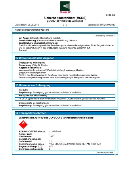 Sicherheitsdatenblatt