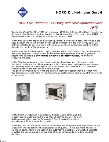 HORO Dr. Hofmann GmbH HORO Dr. Hofmann´s History and ...