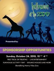 SPONSORSHIP OPPORTUNITIES - Henry Vilas Zoo