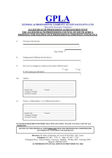 AHP Malpractive Insurance - GPLA Form.pdf - HSA