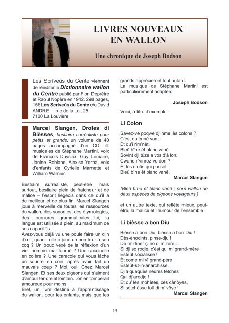 Magazine du bilinguisme wallon - Union Culturelle Wallonne