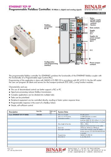 750-842 ETHERNET TCP/IP - Binar Elektronik