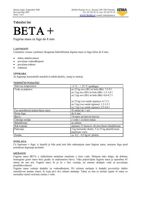 BETA + - Kema.si