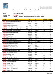 Aircraft Maintenance Engineer's Examination schedule