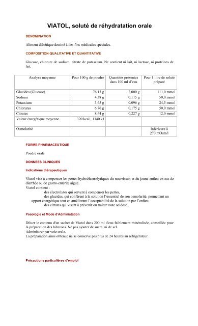 Viatol Soluta C De Ra C Hydratation Orale Aptalis Pharma